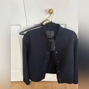 Massimo Dutti Black Varsity Jacket